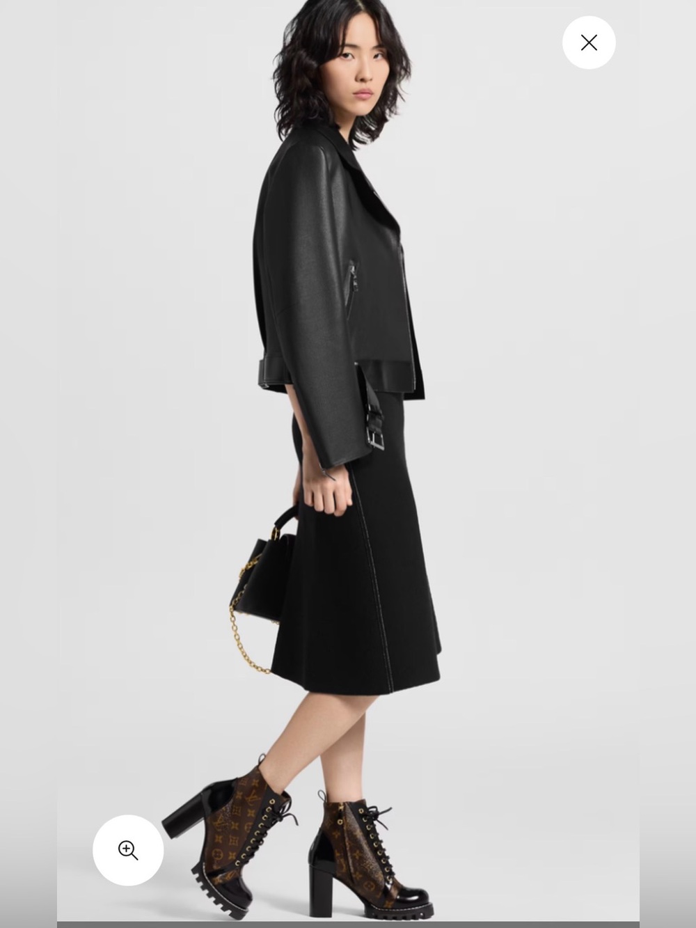 Louis Vuitton Black and Brown Monogram Lace-Up Block Heel Boots